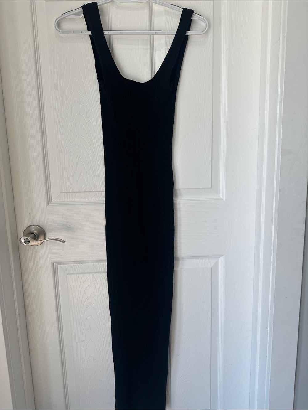 Bershka Black Ribbed Scoop Neck MIDI/Maxi Sleeveless Dress